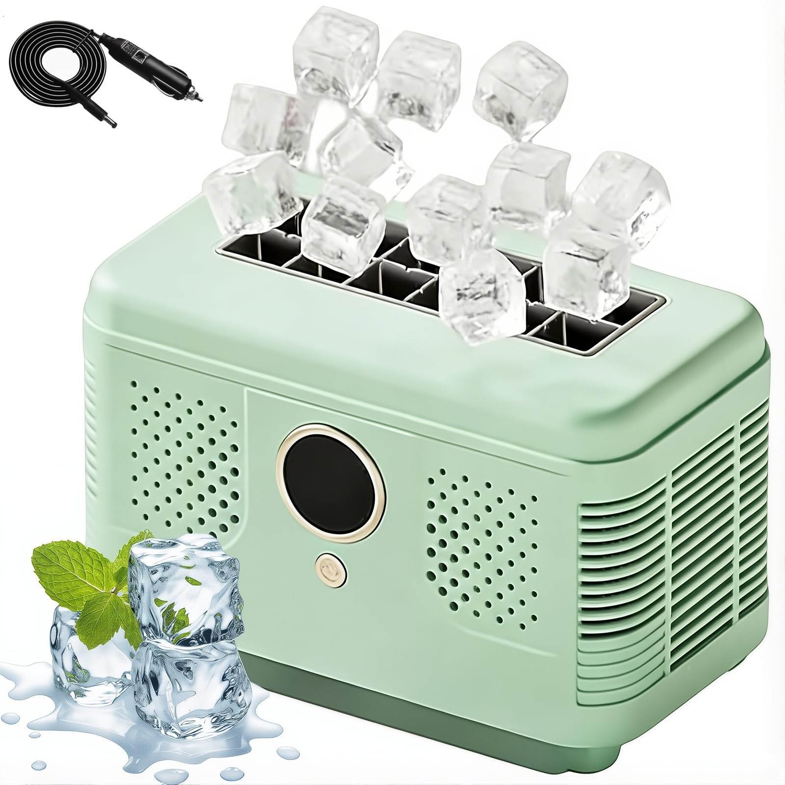 Macchina per Il Ghiaccio da banco, Macchina per Il Ghiaccio Portatile da Tavolo, con 12 cubetti in 10-15 Minuti, Mini Macchina per Il Ghiaccio compatta, per Ufficio, casa, Camper (White)