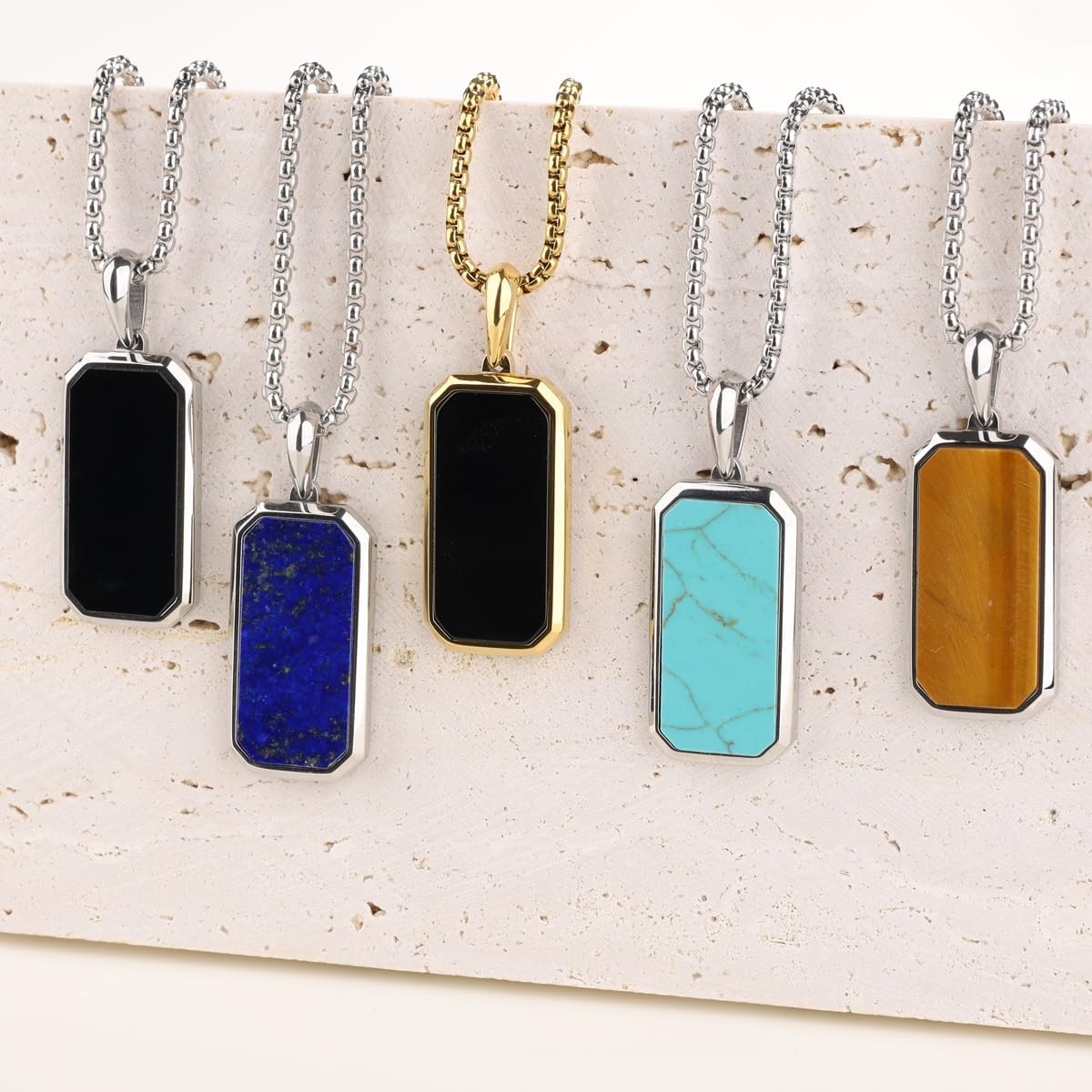 GAVU Men's Dog Tag Necklace, Crystal Pendant Necklace for Men - Image 5