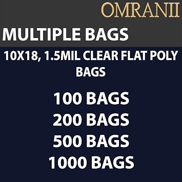 Multiple Sizes Clear Flat Poly Bag, 1.5Mil 10 X 18 & 100 Bags | Low-Density Polyethylene (LDPE), Flat Open Top Plastic Packaging Packing | Flexible and Durable Plastic Bags