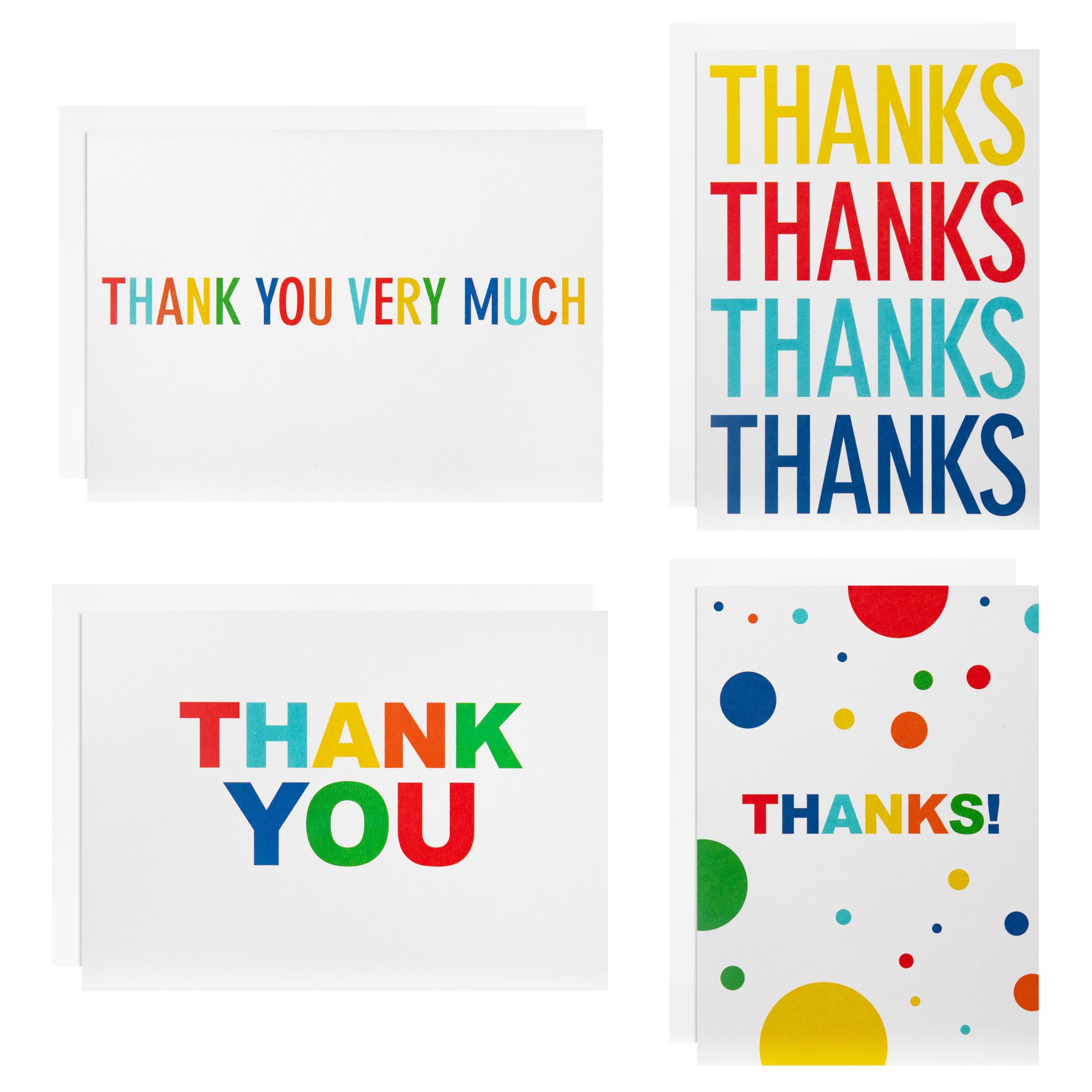 Hallmark Thank You Cards Colourful Text, 48-Pack, 4 Designs,