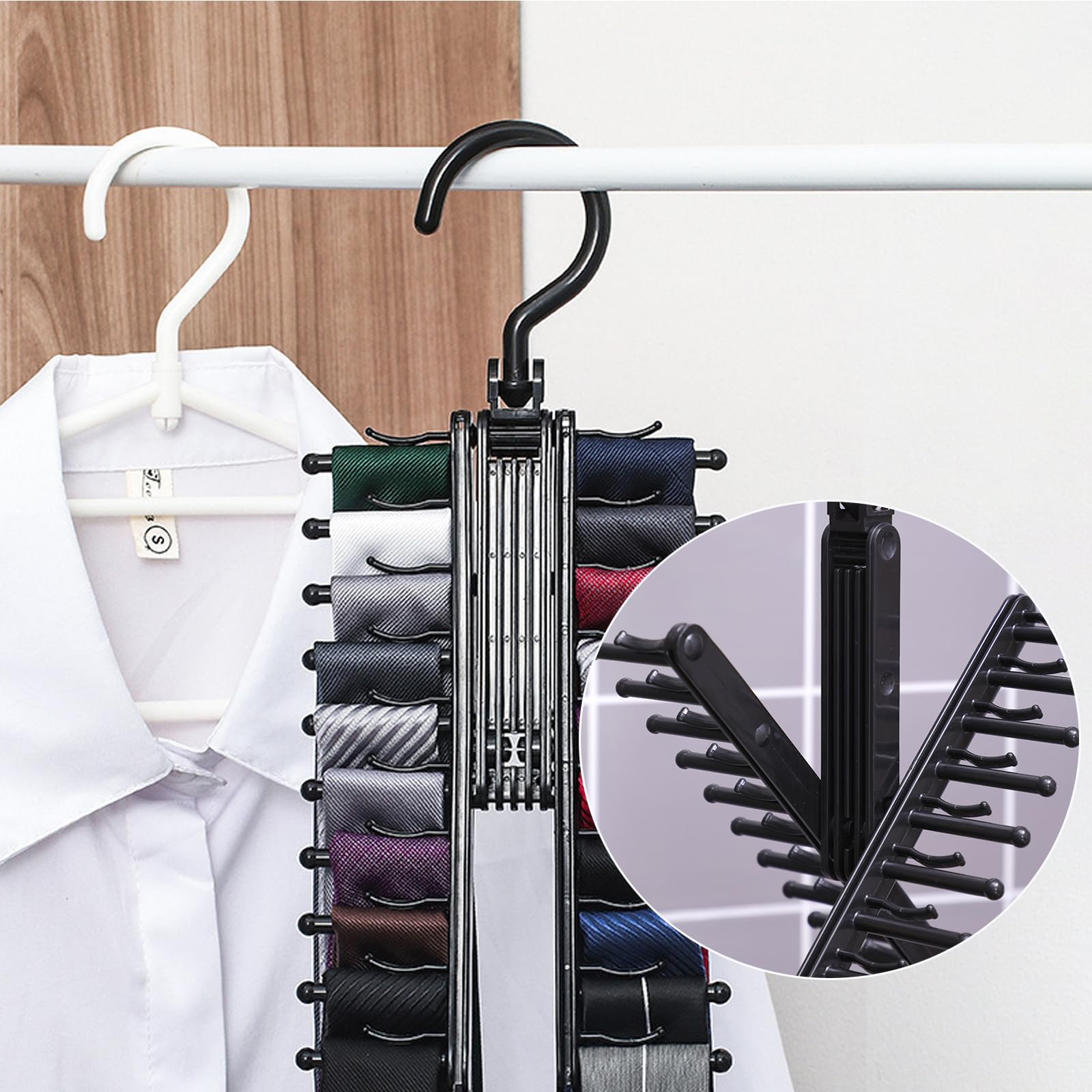 Amazon.co.jp: ネクタイ収納ハンガー360度回転、 2個セット多機能