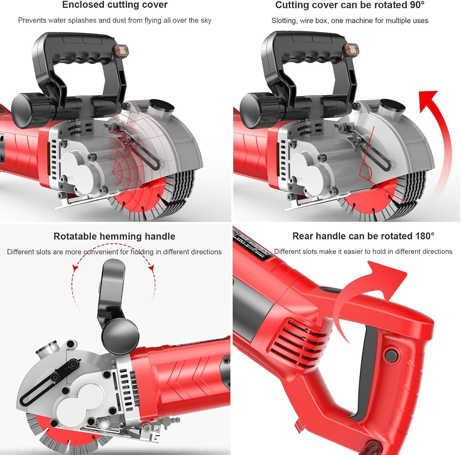 Macchina da taglio elettrica, 5500 W, velocità 6500 giri/min, profondità regolabile 0-42 mm, larghezza 40 mm, scanalatura rotante a 90° per scanalatura per calcestruzzo
