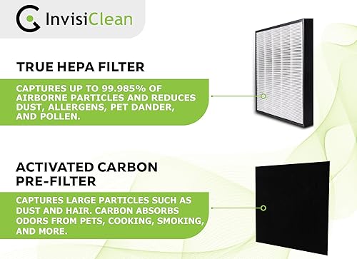 Miniatura 2 de InvisiClean Filtro de repuesto True Hepa con prefiltro de carbón activado, filtro original para purificadores de aire InvisiClean Aura IC-5018 y