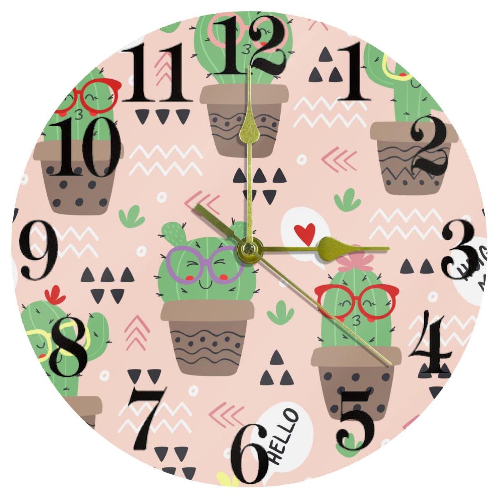 Horloge murale anti tic-tac Hello Cactus résolvant le problème de bruit nocturne