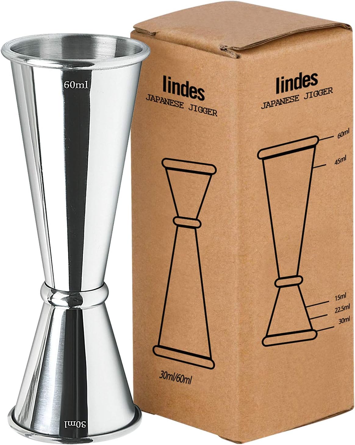 Iindes Cocktail Jigger Dual Spirit Measure Cup 304 Stainless Steel
