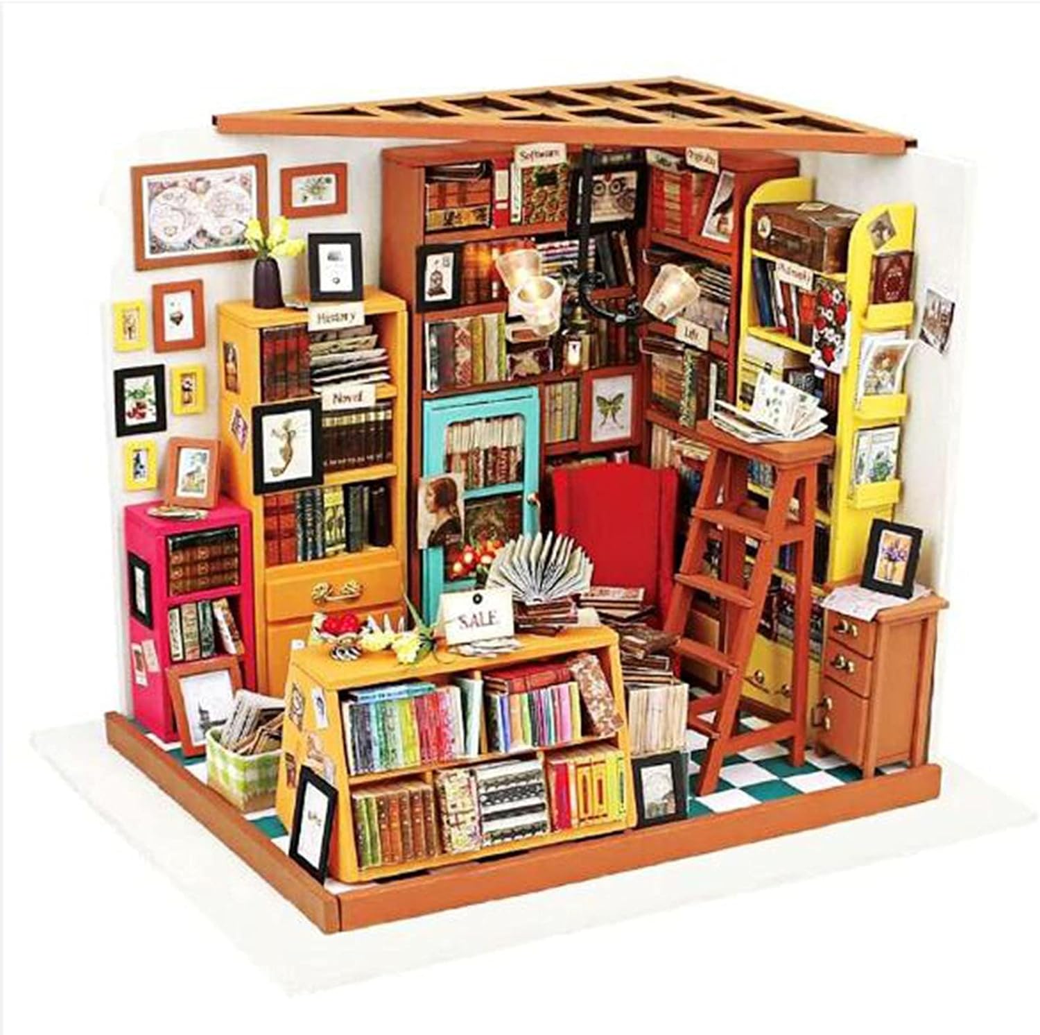 木製ミニチュアドールハウスキットブックストアdiyドールハウスモデル子供 10代 ブランド品 大人向けのクリエイティブギフト