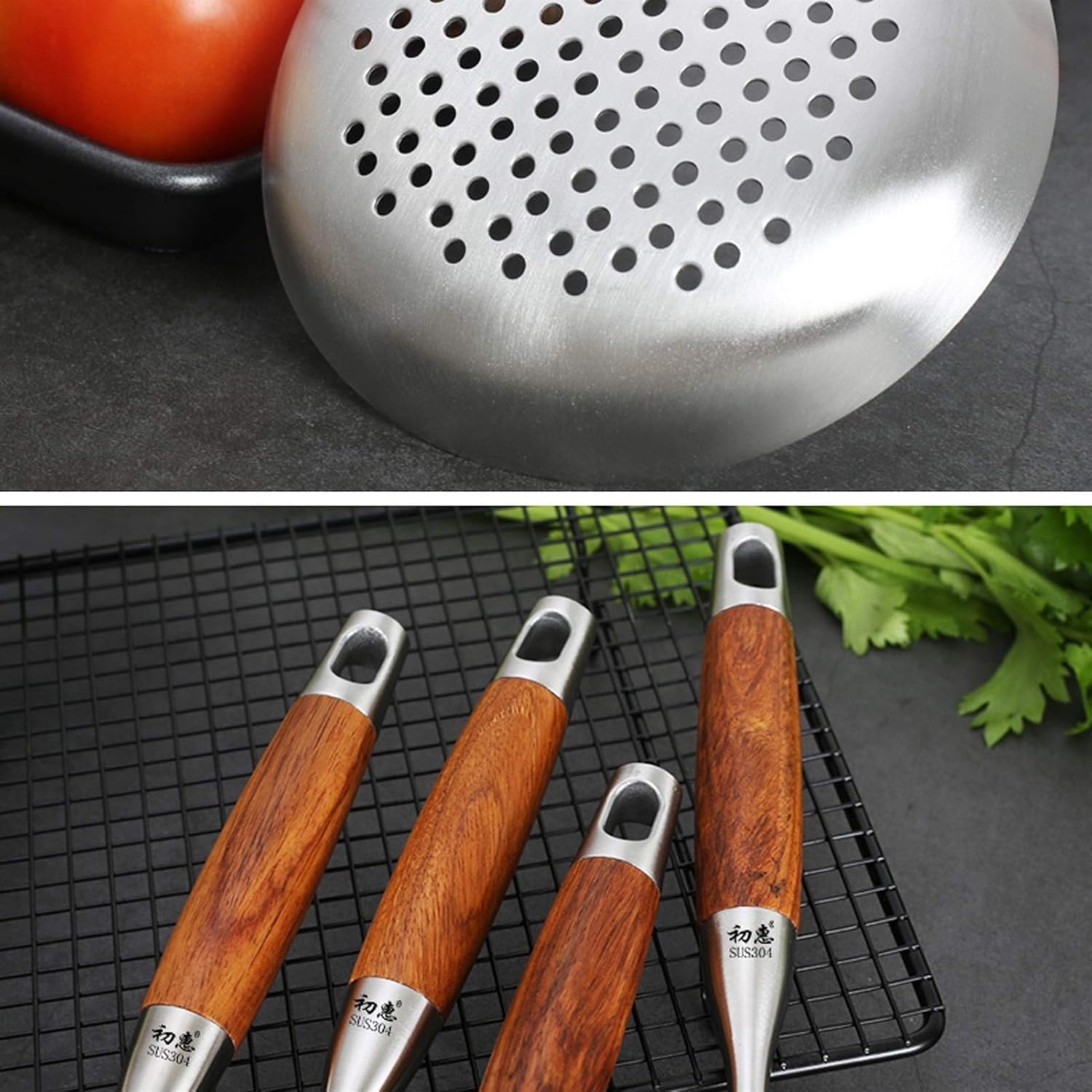 Kitchen Food Strainers Sifters Chinese StyleSolid Stainless Steel Spider Strainer Skimmer Ladle, Home Kitchen Restaurant Frying Pan Colander, Vegetables Noodle Strainer cookingFilter pot