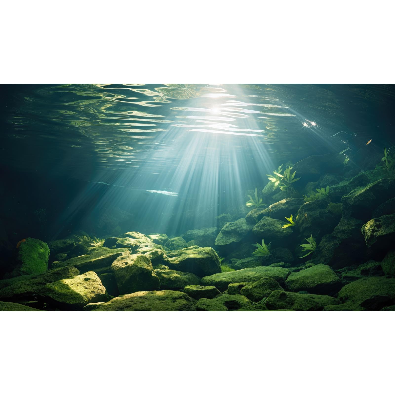 Riivvdise Under The Sea Aquarium Background Aquatic Plants Deep Sea Fish Tank Background Underwater Sunray Rock Terrarium Backgrounds Deep Ocean Floor Tropical Fish Tank Backgrounds 36x20in