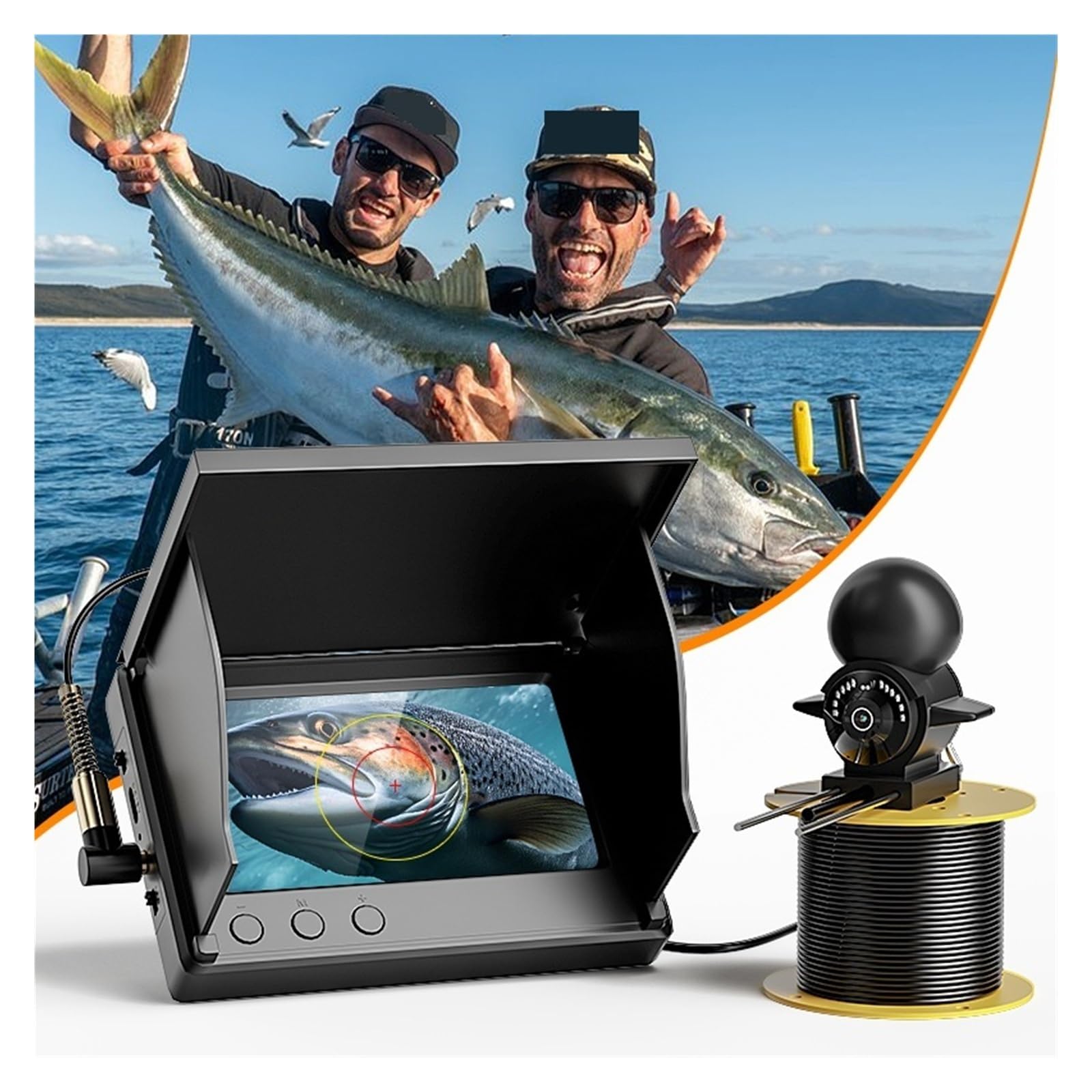 Ecoscandaglio portatile con display LCD da 4,3", profondità subacquea della fotocamera pesca di 15 m,Alta definizione