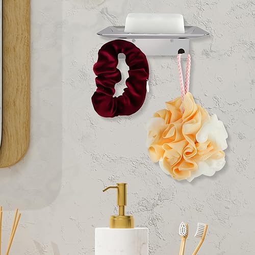 Miniatura 5 de Jabonera para ducha, soporte autoadhesivo para jabón de 4 ranuras para baño, soporte de jabón de ducha montado en la pared con gancho, bandeja de