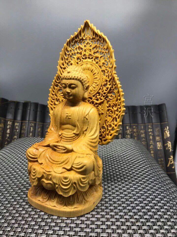 Amazon｜宮沢稀少珍品 阿弥陀如来 木彫仏像 精密彫刻招財開運収蔵品 