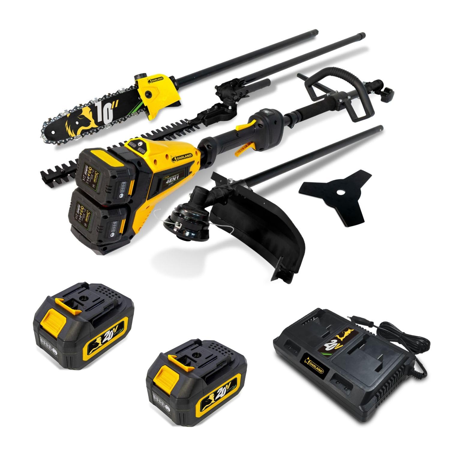 Garland Desbrozadora Multifunción 4 en 1 Motor a Batería 20V-Tasker Keeper 20Vx2 122-V23 - Incluye 2 Baterías de 2Ah y Cargador Doble