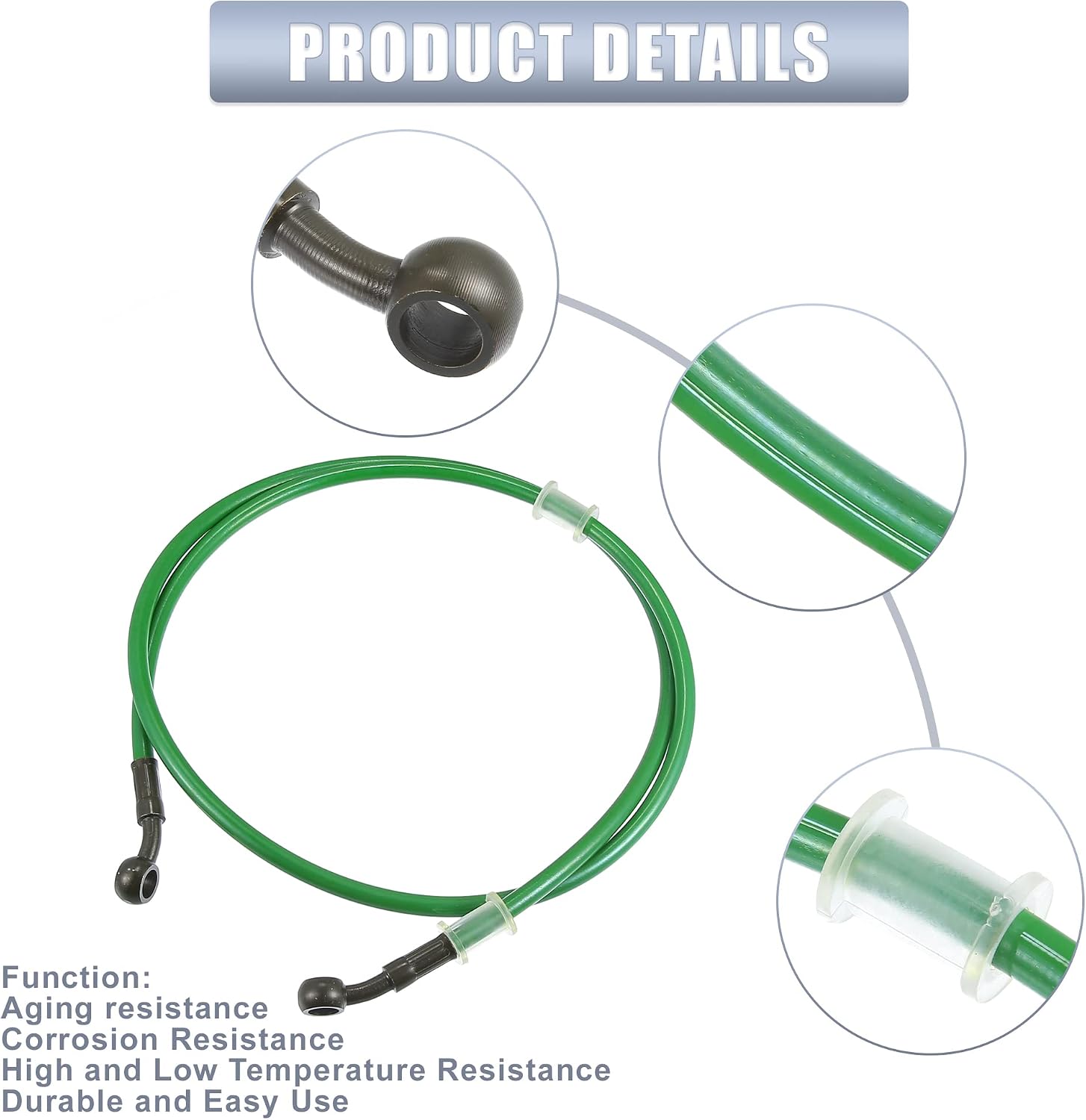 X AUTOHAUX 120cm 47.24" Length 10mm ID Motorcycle Hydraulic Brake Line Oil Hose Pipe 28° Stainless Steel Braided Cable for ATV Motocross Sport Bikes Green