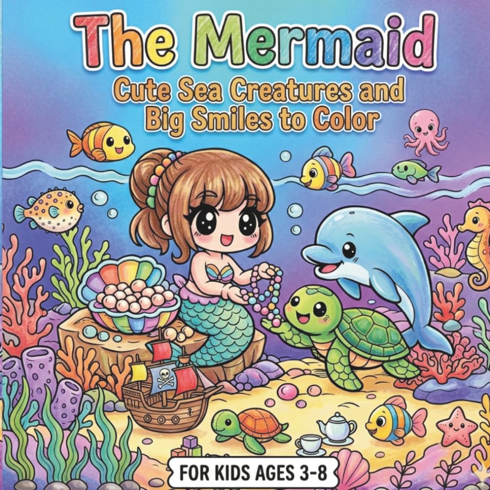 The Mermaid: Cute Sea Creatures with Big Smiles to color
