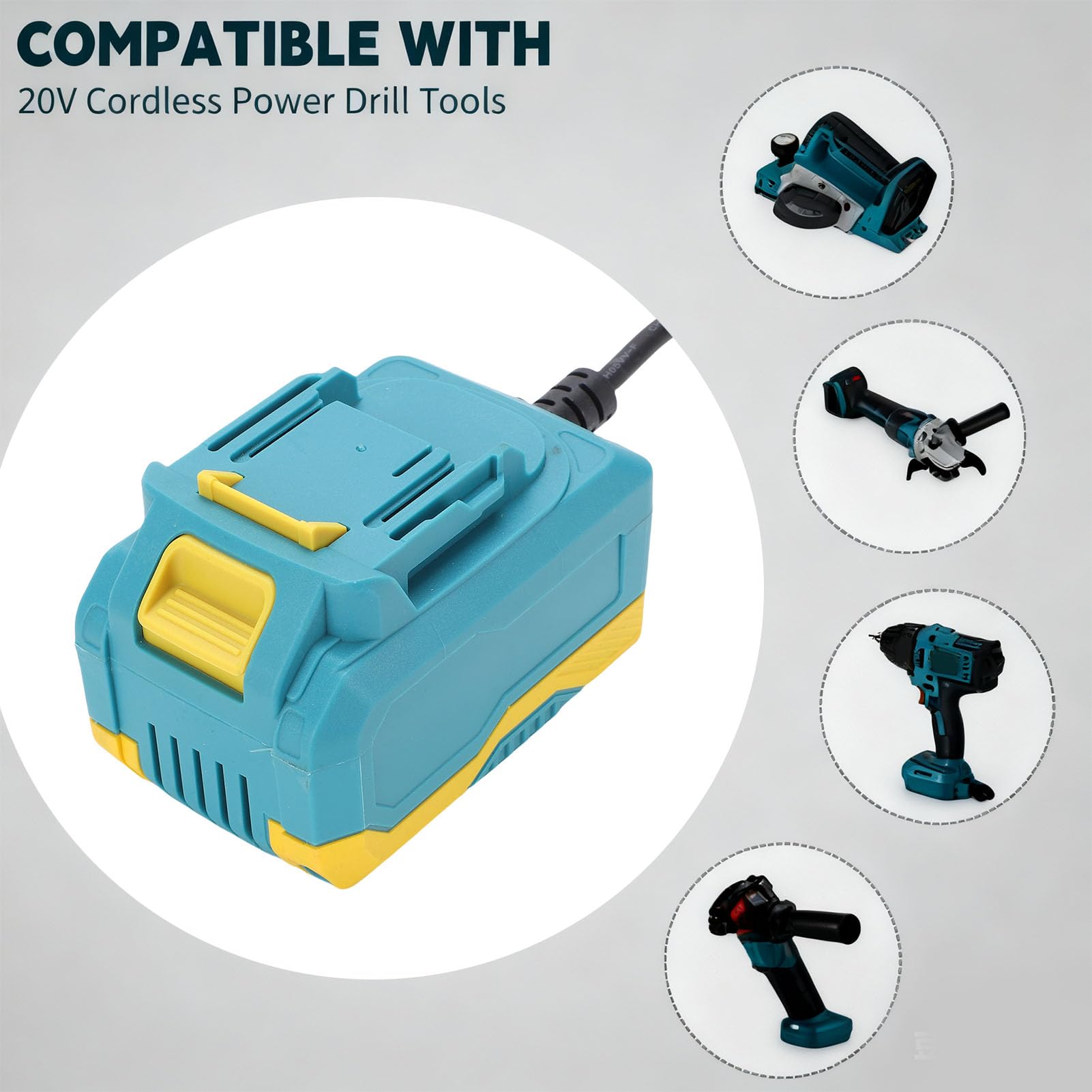 Generic Konwerter Zasilania AC 220 V na DC 20 V Wysoka Moc do Narzędzi Akumulatorowych Li Ion z inteligentną ochroną dla Elektronarzędzi Litowych do Domowego Ogrodu