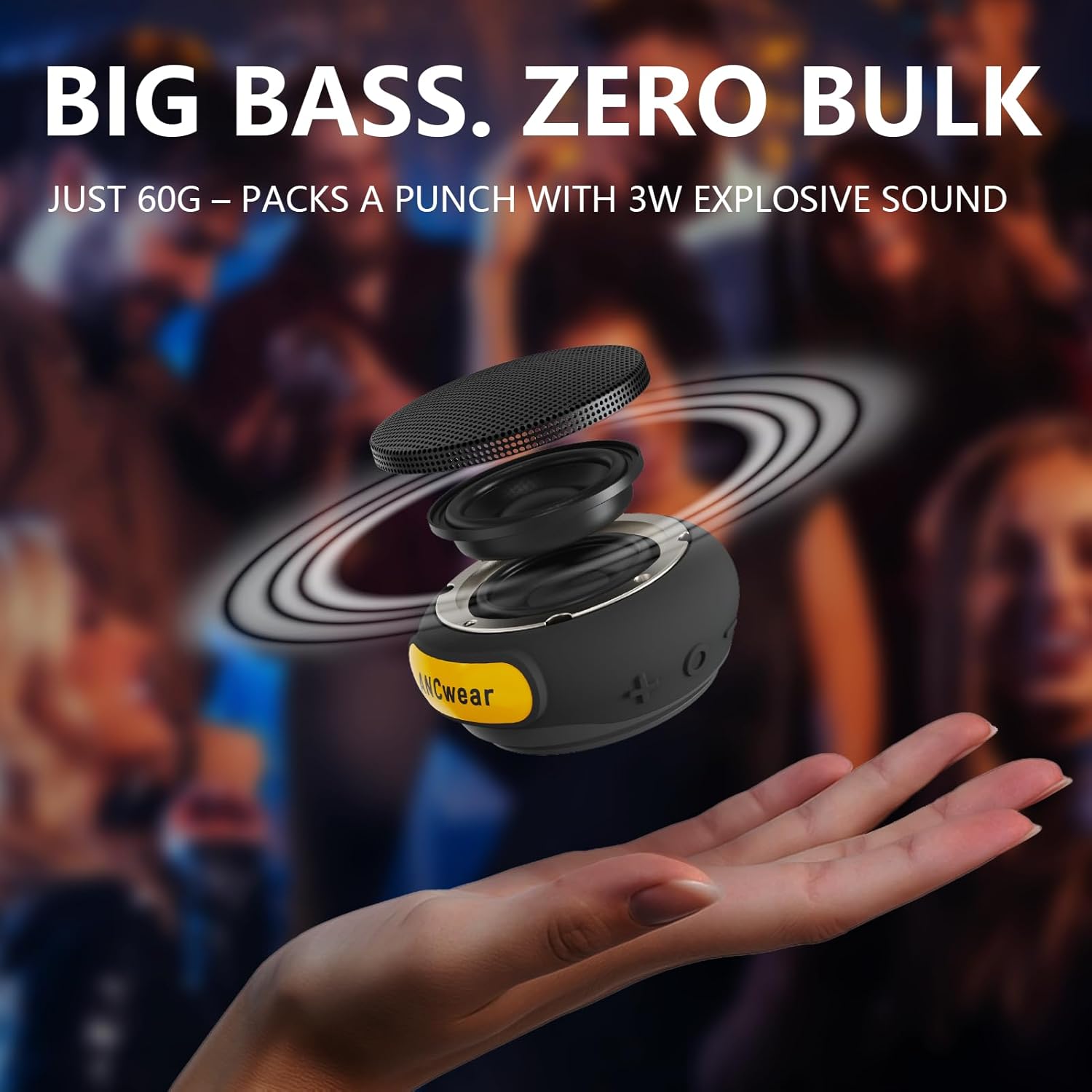 ANCwear Portable Bluetooth Speakers Wireless Mini Speaker with Enhanced Bass, HD Sound, Wearable Speaker with Microphone, 9.5H Playtime, IPX6 Waterproof for Sports, Outdoor Travel (Black) - Image 6