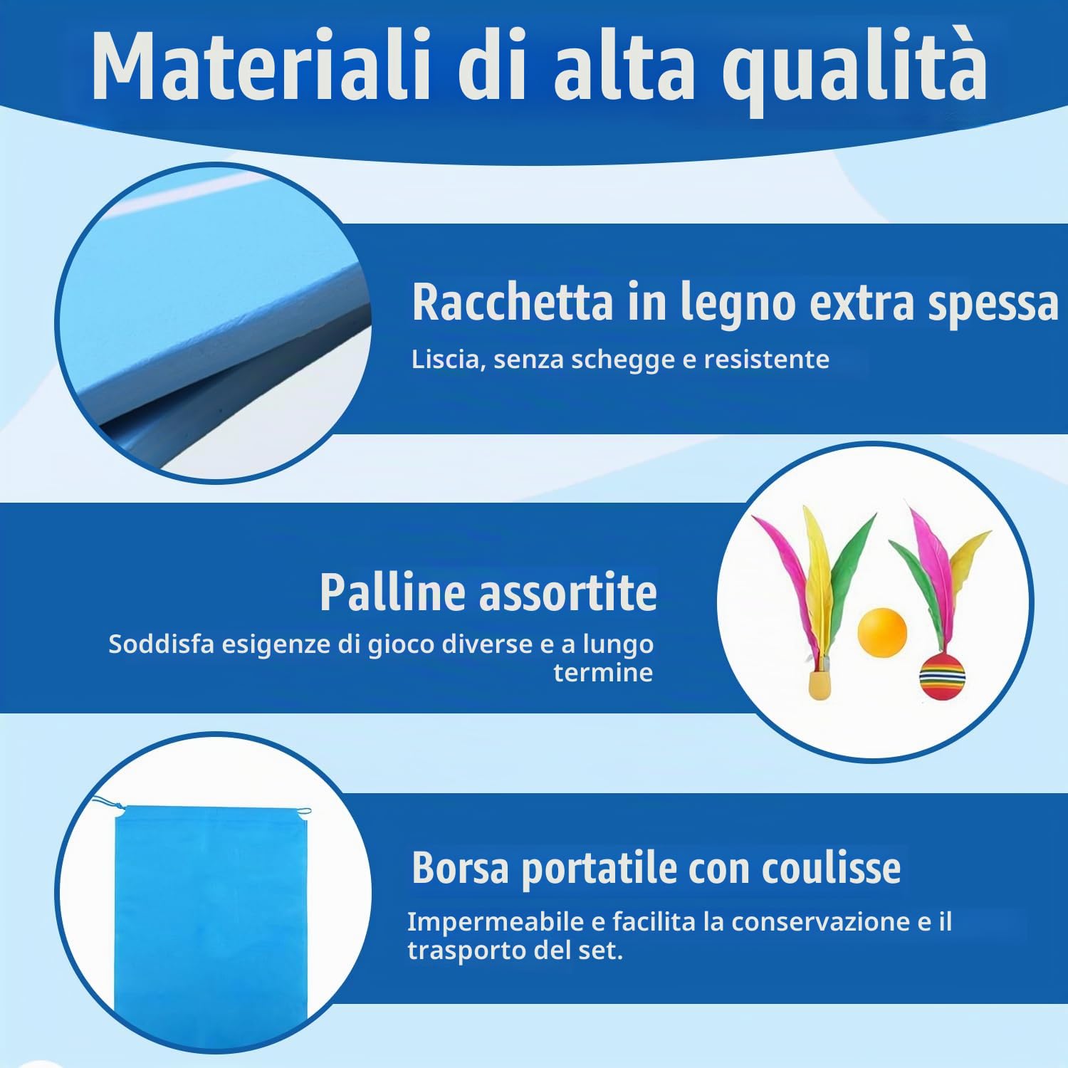 Beach Rackets, Racchette da Spiaggia Set, se-t Di racchette Con Palla, Racchettoni Mare Se-t, Set di Racch-ette da Badminton in Legno, Rac-chette da spiaggia in legno, per Gioco all’Aperto, Spiag-gia