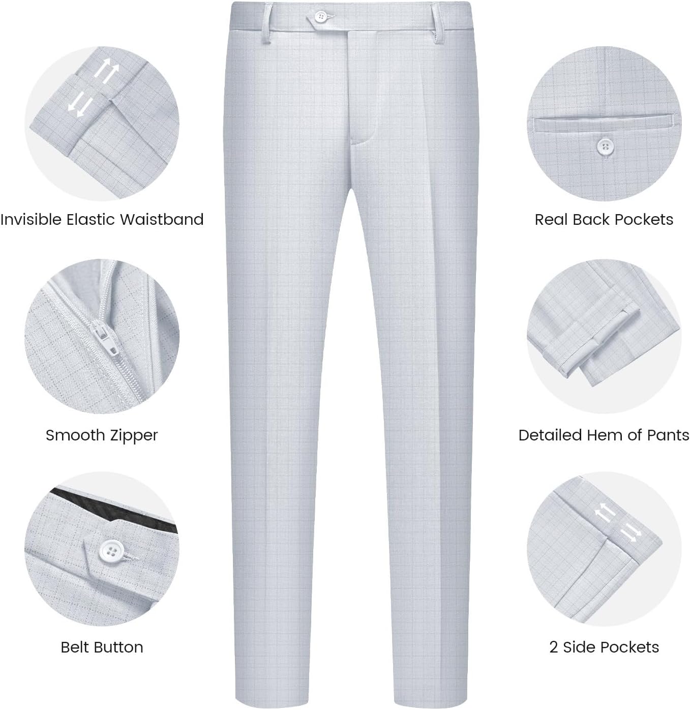 WULFUL Men's 3 Piece Slim Fit Suit Set Two Button Blazer Jacket Vest Pants Tuxedo Set for Party, Wedding and Business - Image 5