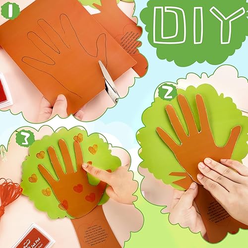 Miniatura 3 de Geyee 32 juegos de letreros de árbol de San Valentín, kit de manualidades para el día de San Valentín para niños, kit de manualidades de papel de