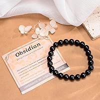 Vista 20 de MASSIVE BEADS Pulsera elástica de yoga hecha a mano con piedra natural, cristal curativo, energía, regalos para adultos unisex de 0.157 in, 0.236