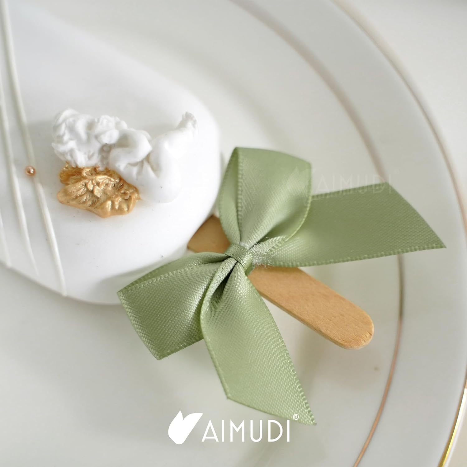 AIMUDI Sage Green Satin Bows 2" Satin Bow for Gift Wrapping Small Bows with Twist Ties Premade Ribbon Bow for Crafts Cake Pop Treat Bags Wedding Bridal Shower Birthday Party Decoration, 50 PCs - Image 7