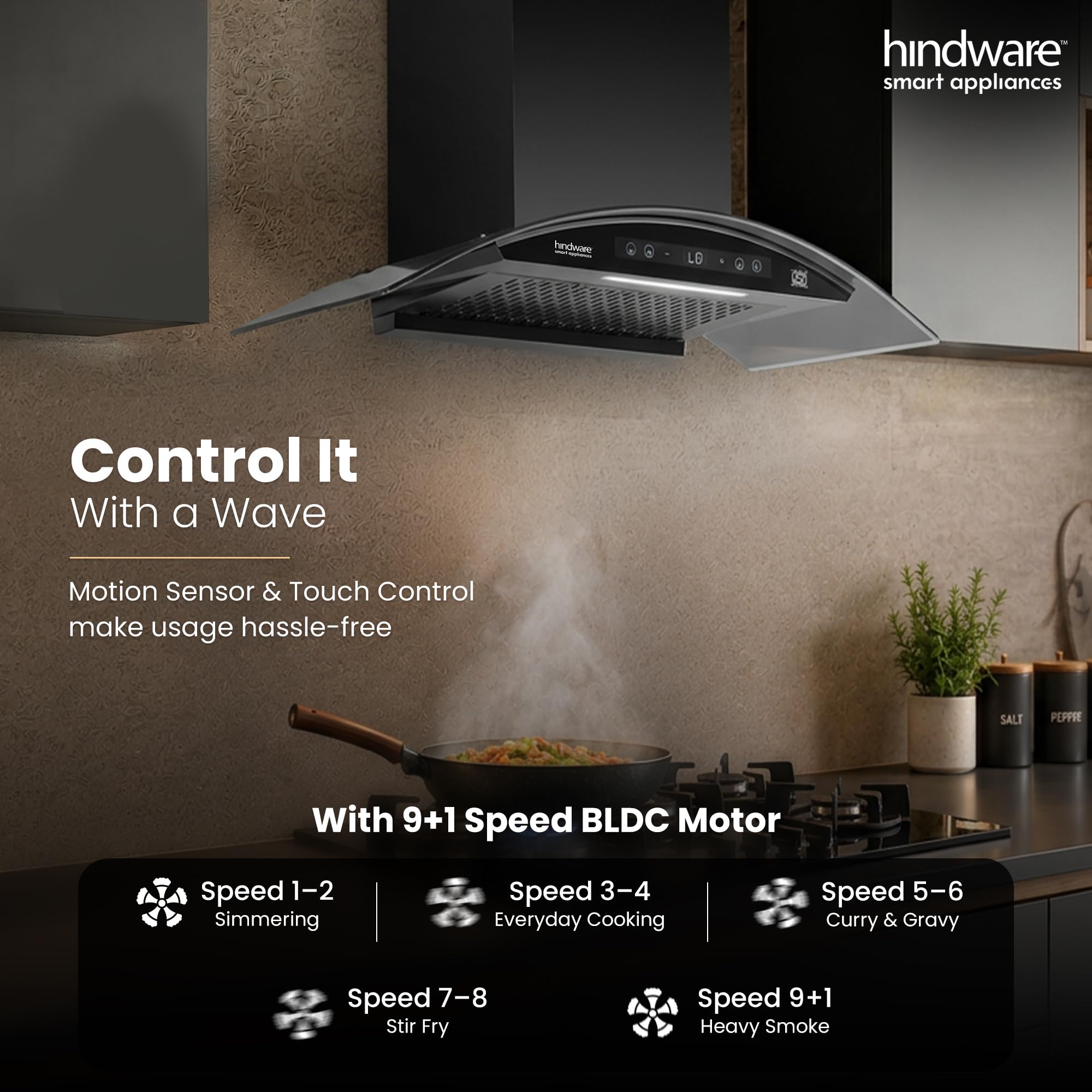 Hindware Amyra Wall Mount Hood - 1400 CMH, Motion Sensor -5