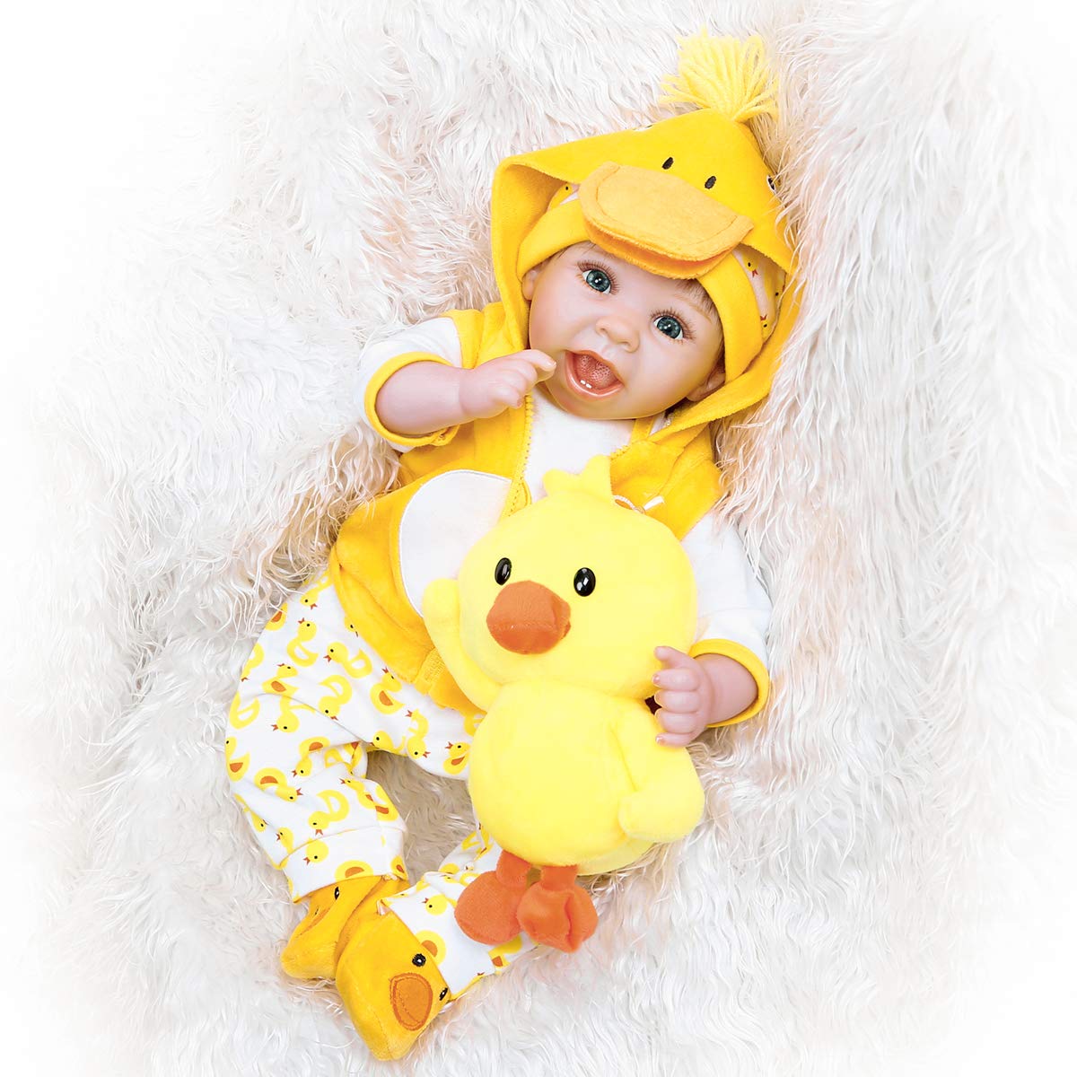 Reborn Babypuppen-Kleidung, 45,7 cm, Outfit-Zubehör, gelbe Ente, 5-teiliges Set für 43,2-48,3 cm Reborn-Puppe, Neugeborene, Mädchen und Jungen