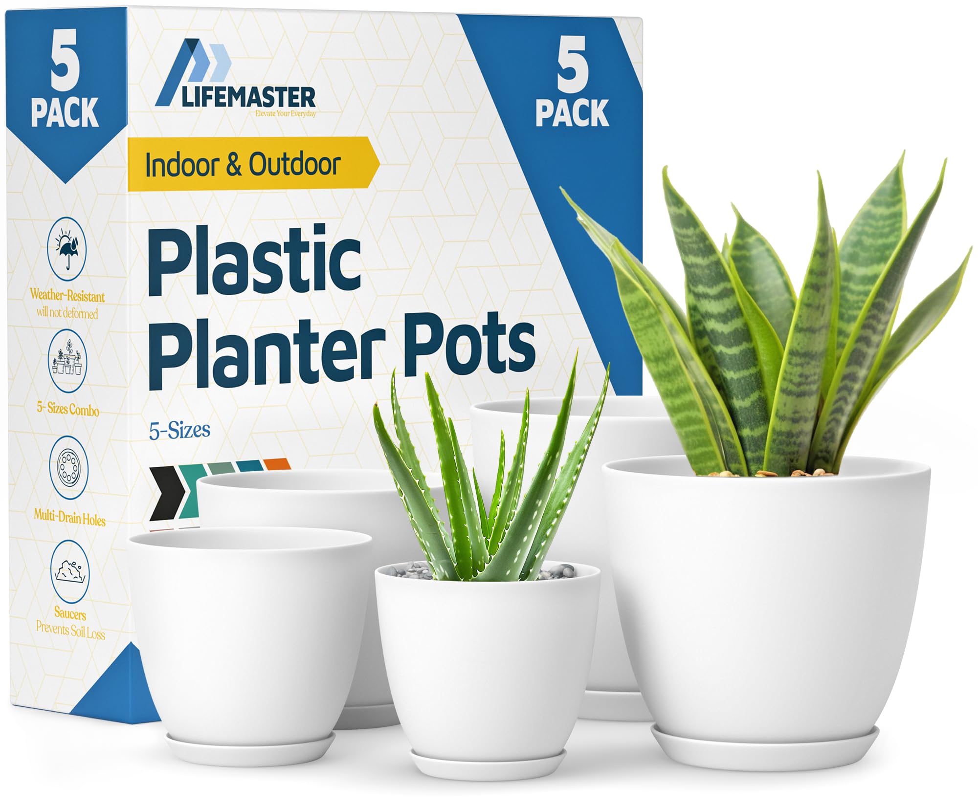 Amazon.com: Lifemaster Eco Friendly Plant Pot Set -5-Pack Home