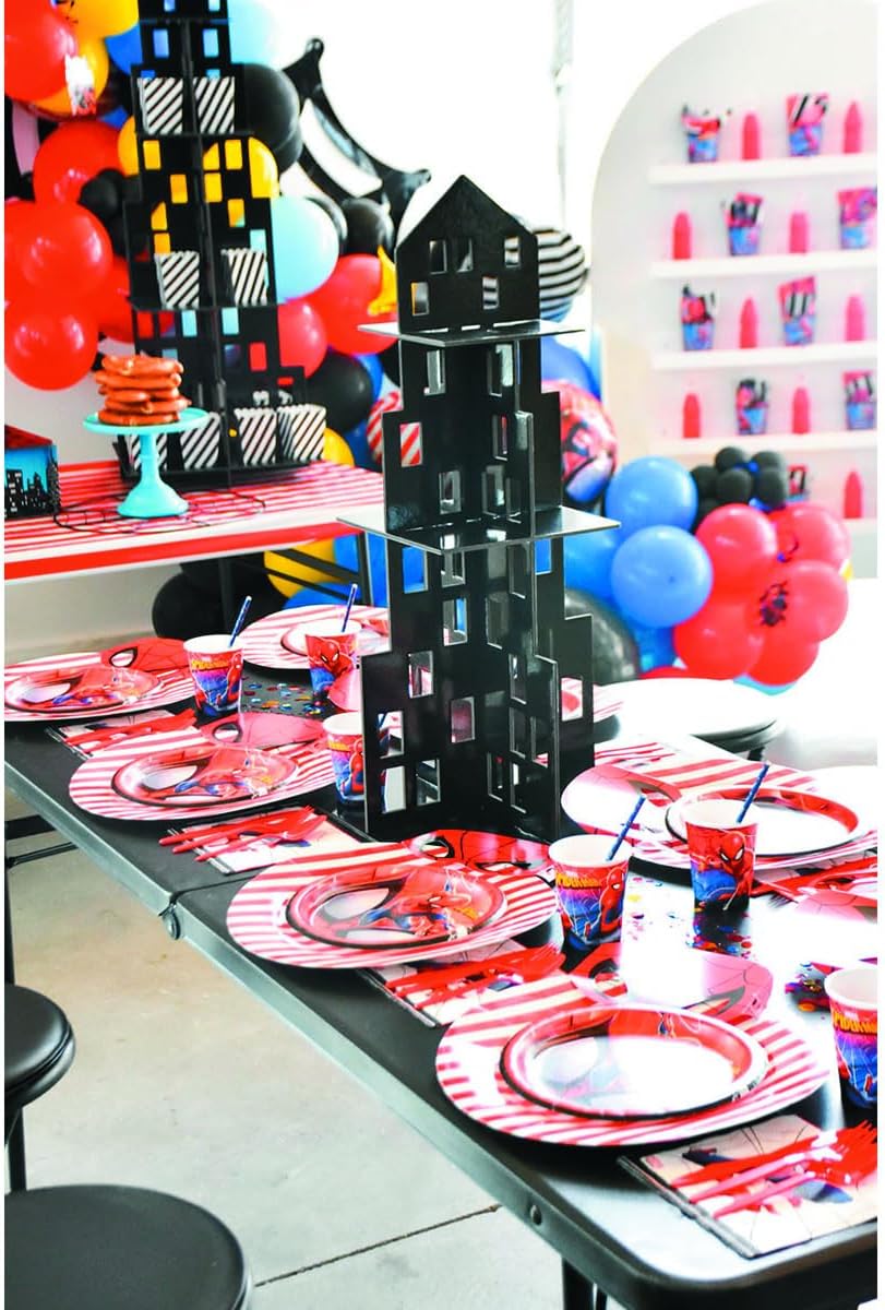 Skyscraper Cupcake Stand (4 Tiers) Superhero Party Supplies - Perfect for Your Superhero, Firefighter, Big City Themed Parties