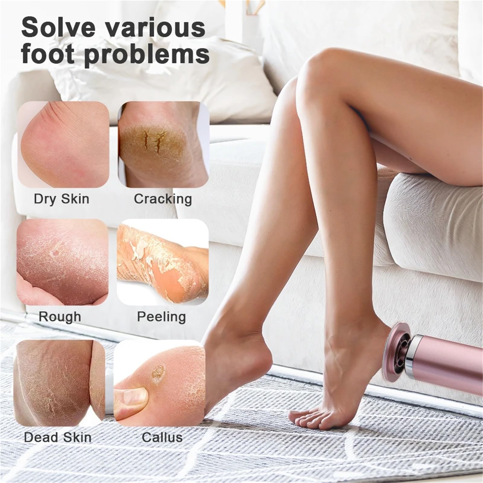 Lima Per Piedi Macchina elettrica senza fili for la rimozione dei calli dei piedi, strumento for pedicure ricaricabile for la rimozione di pelle morta e cuticole con sabbia di ricambio
