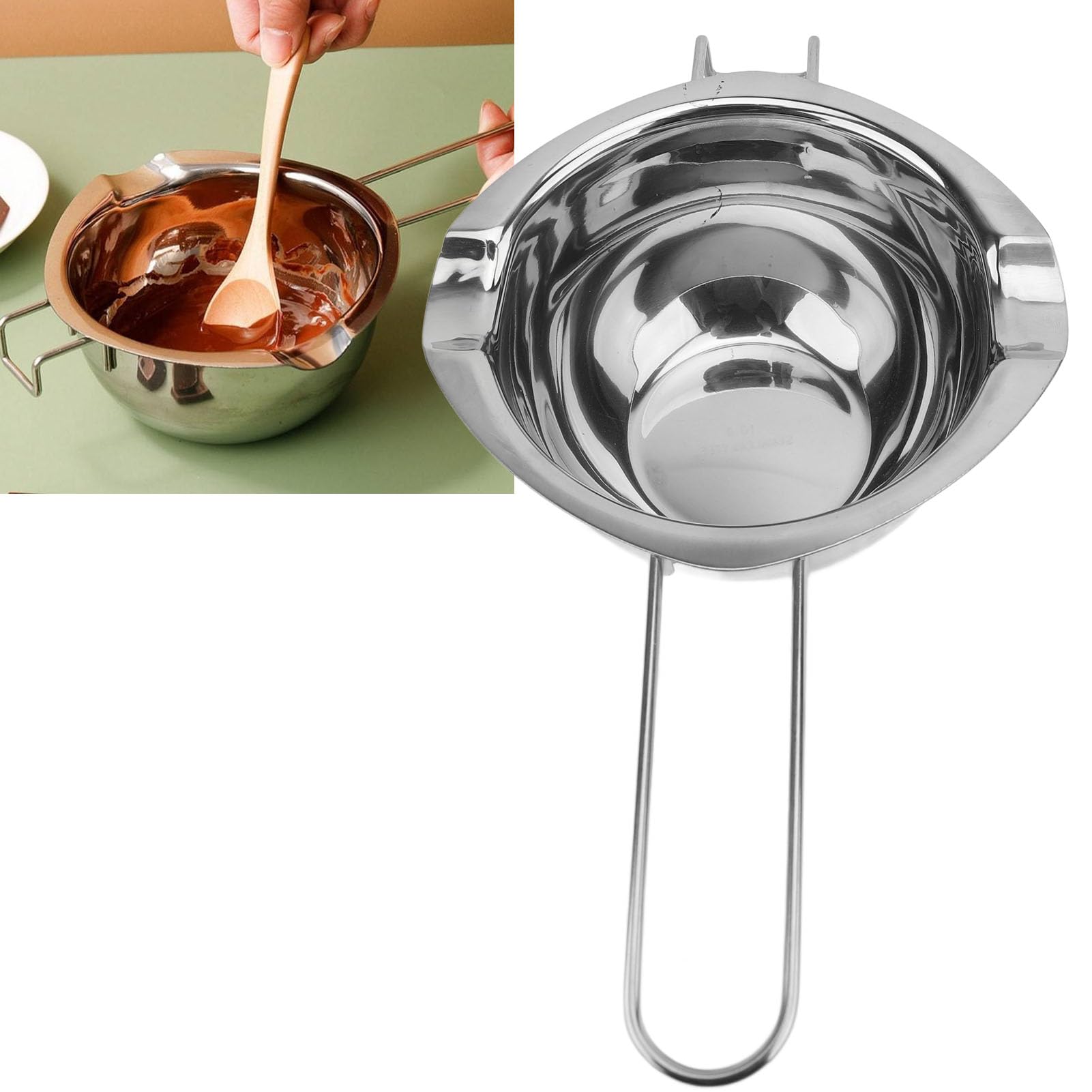 Chocolate Melting Pot, 304 Stainless Steel Candle Making Double Spouts, Ideal for Candy & Butter Melting, Anti Scald Long Handle Design