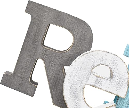 Miniatura 5 de Letrero decorativo de madera rústica verde azulado para el hogar, letras recortadas independientes, letrero de palabra en bloque para colgar,