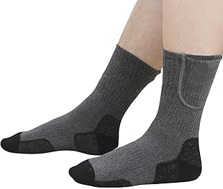 MYJA Ogrzewane skarpety do ponownego ładowania - zimowe ciepłe skarpety elektryczne dla mężczyzn kobiet - termiczne skarpety narciarskie z regulacją temperatury - długie skarpety termiczne do jazdy na świeżym powietrzu kemping piesze wycieczki motocykl narciarstwo