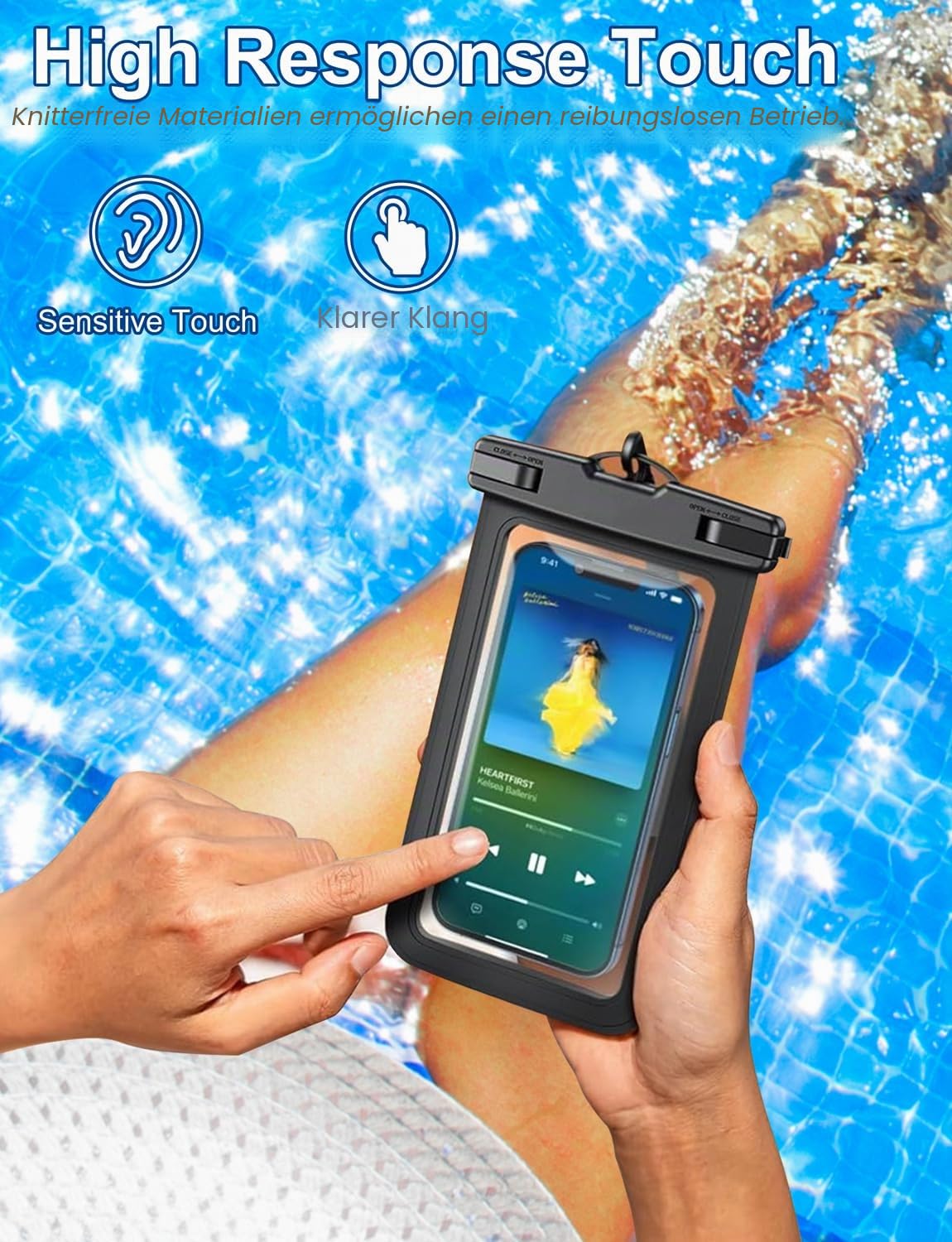 4 Stück Mehrfarbige Allgemein Wasserdichte Handy tasche,Wasserdichte Handy hülle Trocken sack (Schutz stufe: IP68) Outdoor-Sport für Apple iPhone,Samsung und bis zu 7,5 Zoll (Schwarz,Blau,Rosa,Orange)