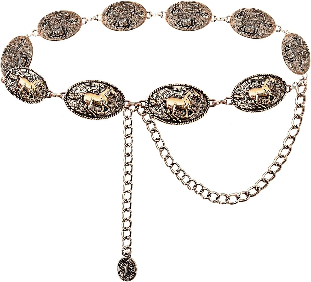 Cowgirl Western Chain Concho Belt for Dresses Jeans Outfit