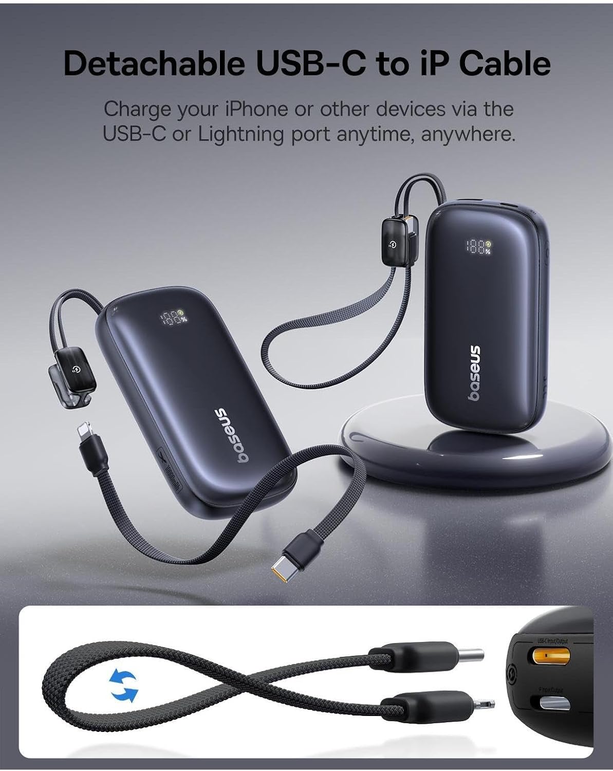Baseus EnerFill FC21 QPow3 Ultra Dijital Göstergeli Powerbank 10.000 mAh 22.5W – Siyah
