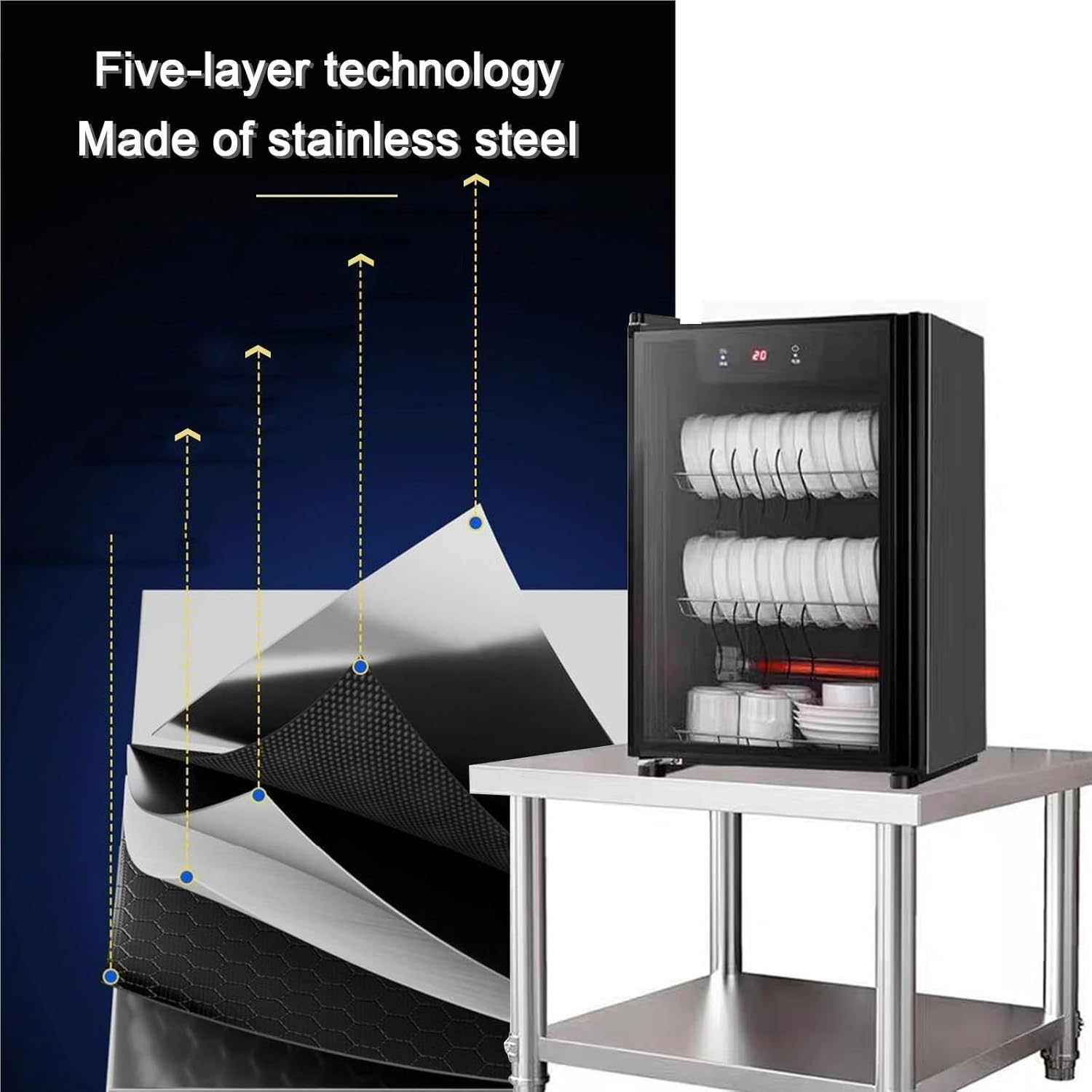 2-Tier Stainless Steel Workbench H 50/70/80cm Home Kitchen Work Table Bottom Storage Shelf Countertop Reinforcement Beams Commercial Prep Tables Adjustable Feet