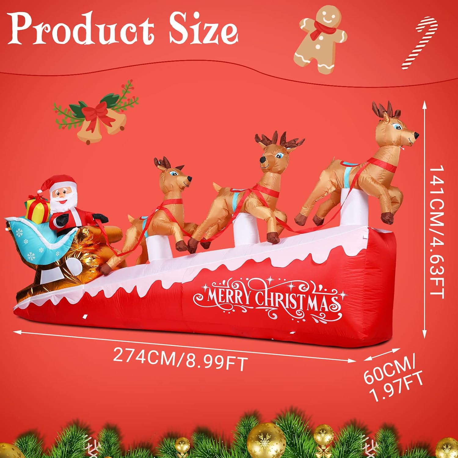 Dimensions of the Jerify Christmas Inflatable