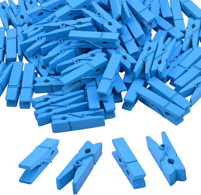 BronaGrand 100pcs Mini Blue Wooden Utility Paper Clip