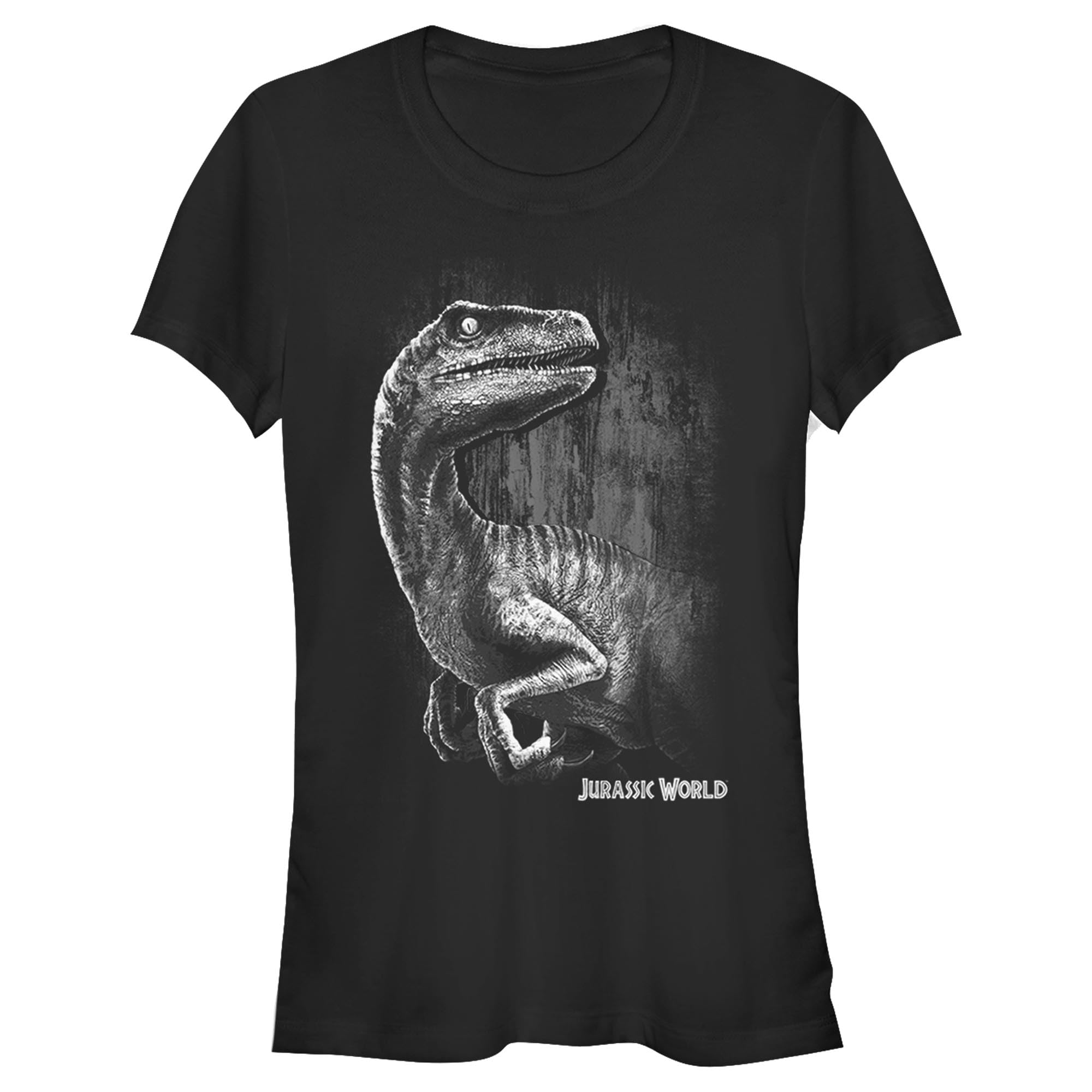 Jurassic World Women's Raptor Smile Juniors' Short Sleeve Tee Shirt, Black