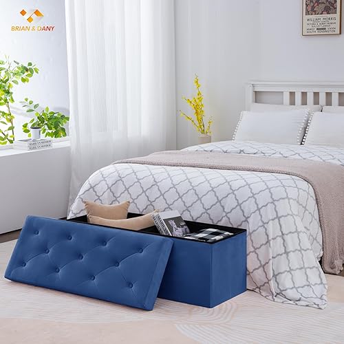 Miniatura 51 de BRIAN & DANY Banco otomano plegable de almacenamiento, otomana con almacenamiento, reposapiés, asiento para dormitorio, sala de estar, entrada,