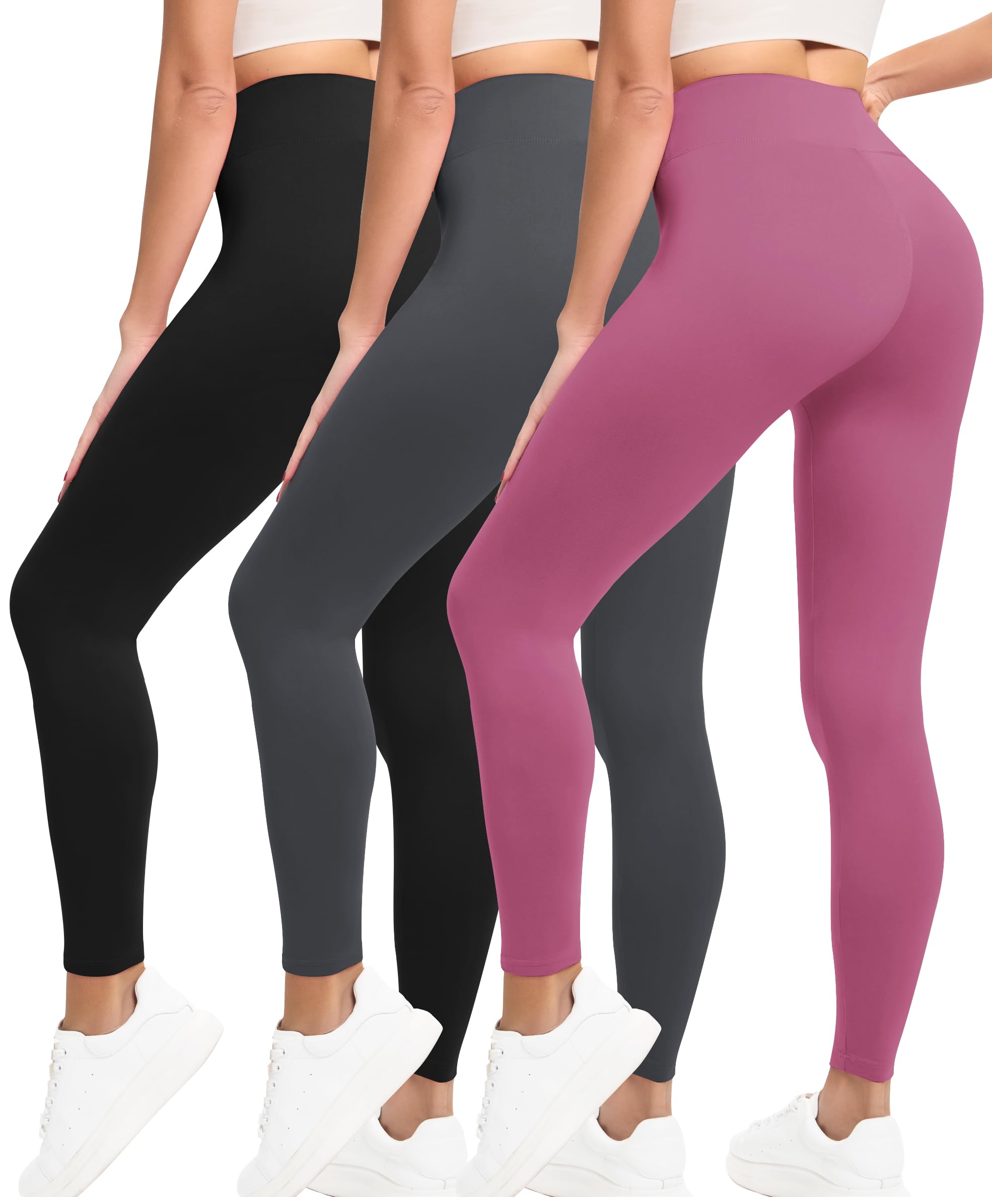 VALANDY Creamlush 3 Pack Leggings for Women-High Waisted Buttery Soft Stretch Yoga Lounge Pants