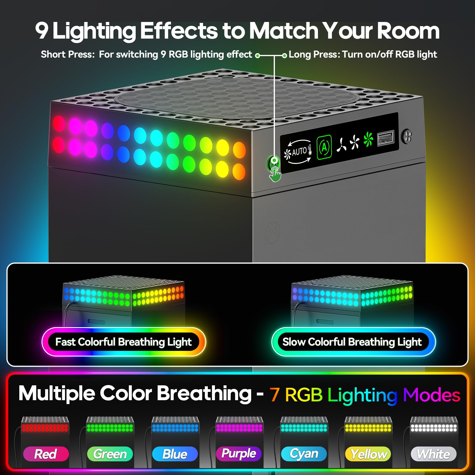 OIVO XBX Series X Lüfter Staubschutz mit Auto Kühlungslüfter, XBX Series X Kühler mit LED & einstellbares Lüfter Kühlsystem, XBX Series X Kühlständer mit Headset Halterung, XBX Zubehör