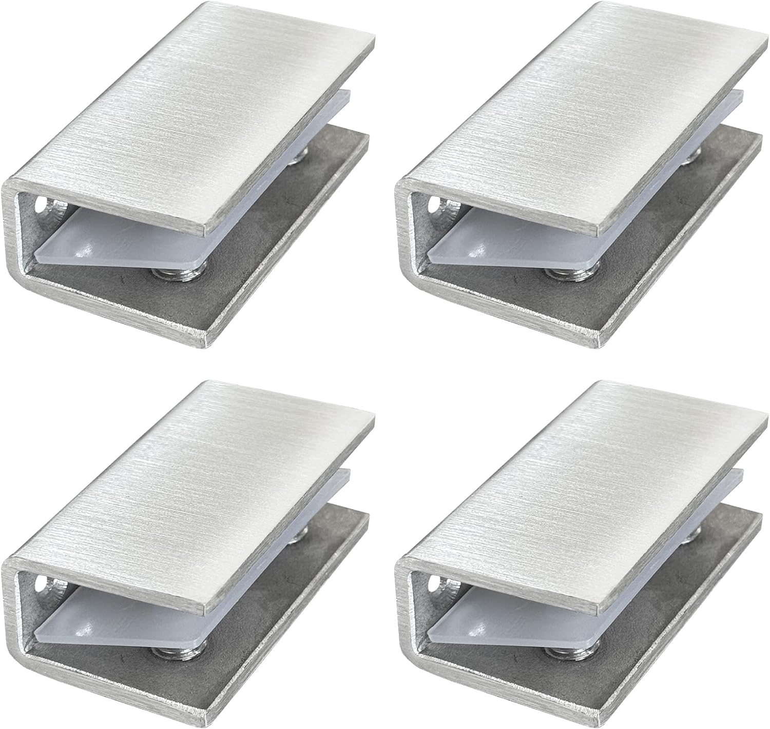 4Pcs Stainless Steel Glass Shelf Clip Clamp Bracket Support Adjustable 304 Stainless Steel Brushed Finish Glass Clip Shelf Brackets Holder Support 0.3" to 0.5"/ 8 to 12mm Thick Brushed Silver 4