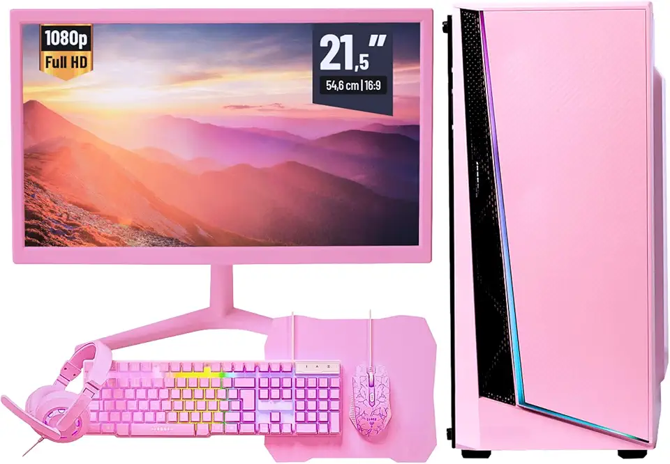 PC Gamer Rosa Completo Intel Core I7 3.4GHz 16GB DDR3 SSD 480GB Monitor 21,5" Kit Gamer - Escolha a placa de vídeo (GT 730 4GB)