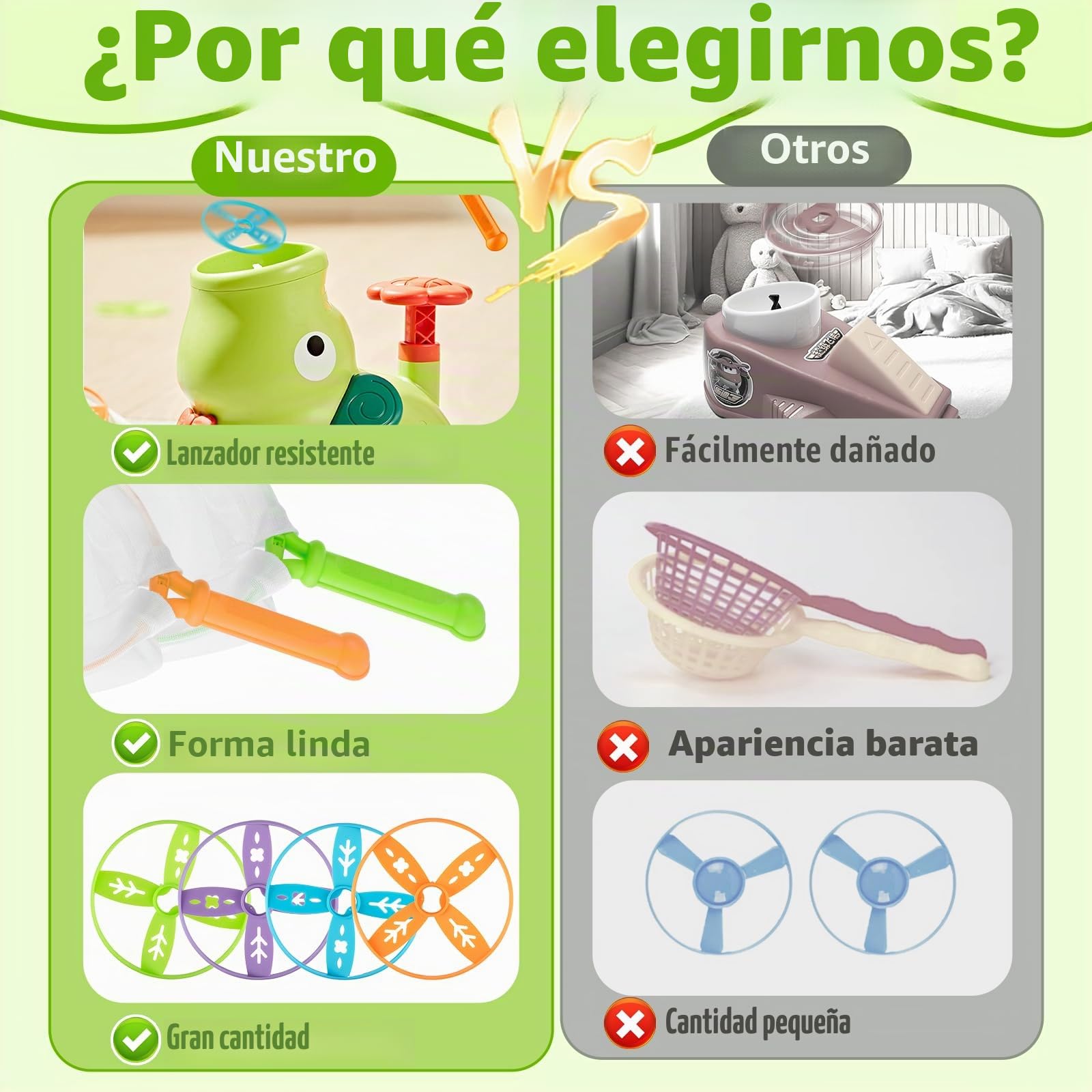 Frisbee Niños, Lanzador de Disco Volador Juegos Exterior Niños con 32 Discos, Juguetes para Niños Niña 3 4 5 6 7 8 Años, Juguetes Exterior para Jardin y Interiores