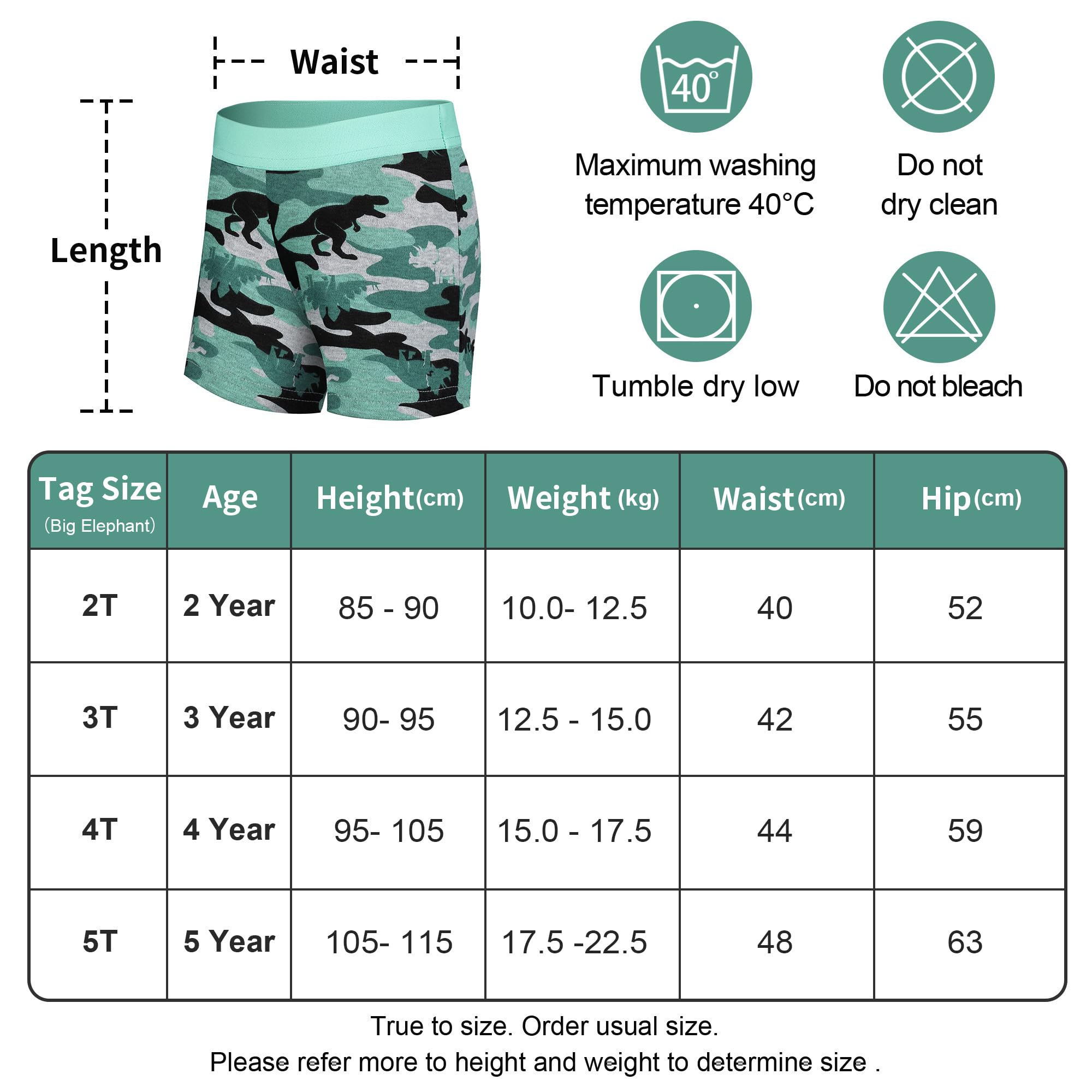 BIG ELEPHANT 6er-Pack Töpfchentraining Unterwäsche für Kleinkinder – 100% Baumwolle Lernhose für Jungen & Mädchen, Waschbare Trainingsunterhose im Boxer-Stil - 3