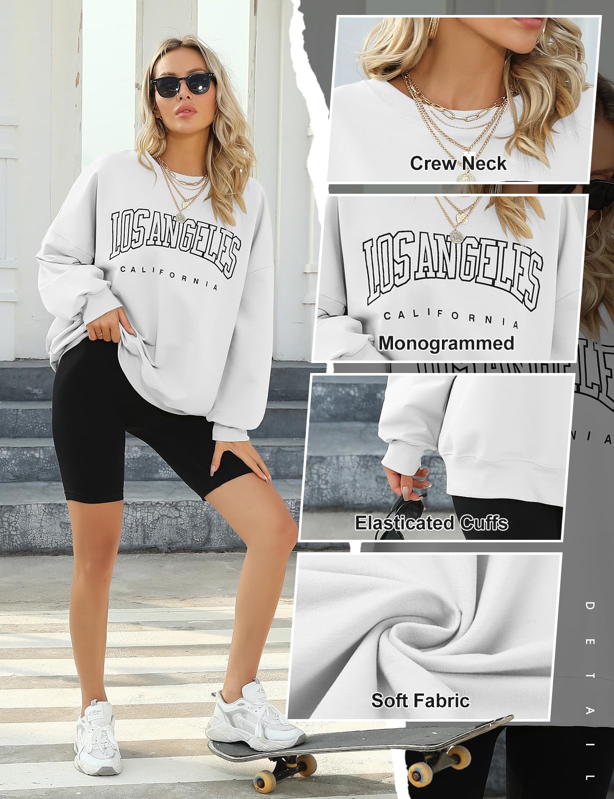 Voqeen Felpa Donna Lunga Invernale Classica Oversize Hoodie Casual Los Angeles Tuta Donna Sport Fitness Outdoor
