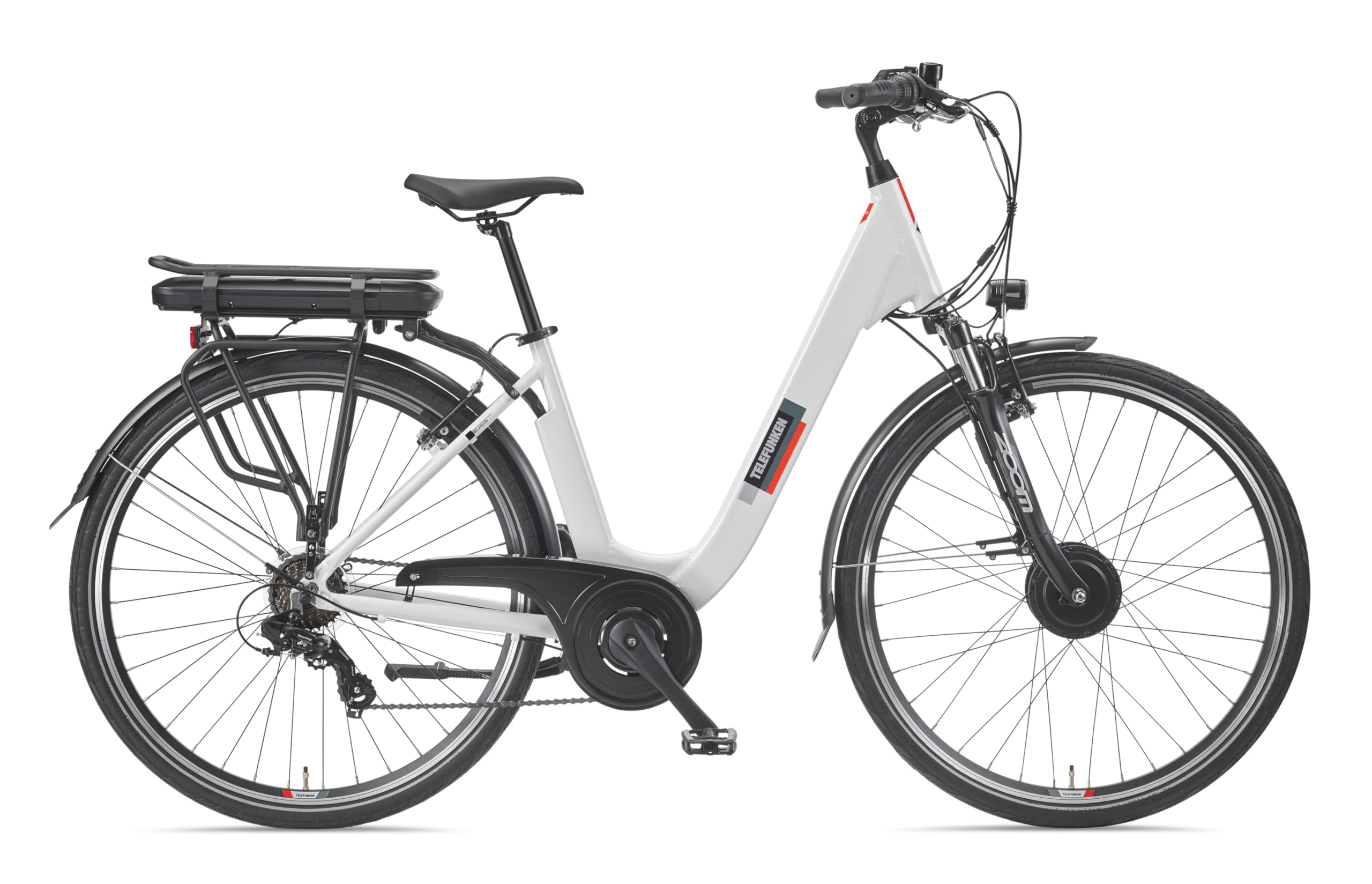 TELEFUNKEN E-Bike Damen 28 Zoll | Elektrofahrrad Frontmotor | 7-Gang Shimano Kettenschaltung | V-Bremsen - Pedelec Citybike | RC826 Multitalent | inkl. Panzerkabelschloss