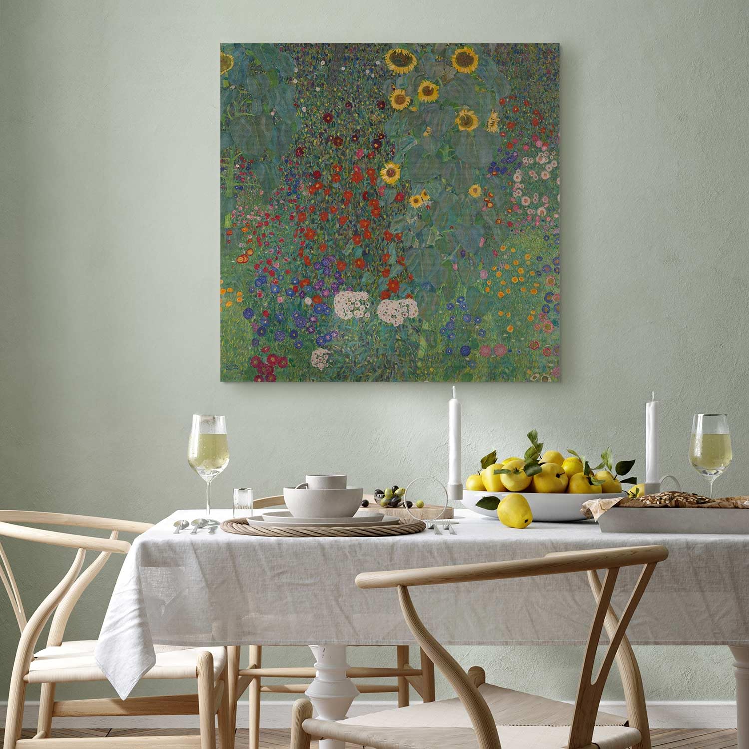 murando Quadro Gustav Klimt 80x80 cm 1 Pezzo - Stampa su Tela Strutturata XXL Grande - Quadri Moderni Soggiorno Grandi - Stampe da Parete Murale Arte Moderno Pittura - Fiori di girasoli da giardino